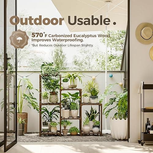 Bamworld Plant Stand Indoor Plant Shelf Outdoor Wood Plant Rack for Multiple Plants 3 Tiers Ladder Plant Holder for Living Room Patio Boho Home Decor for Gardening thumbnail 5