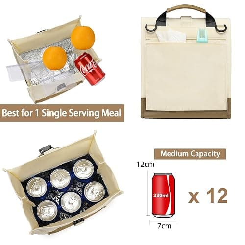 SUNNY BIRD Insulated Lunch Bag Rolltop Lunch Box Medium Lunch Cooler Tote for Women, Girls, Teens and Adults (White) thumbnail 4
