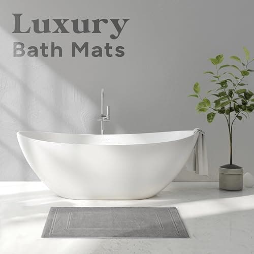 Avalon Towels Bath Mats for Bathroom - Absorbent Bathroom Mats Quick Dry Bath Mat - 100% Cotton Bath Mats Soft Bathroom Floor Mat - Grey Bath Mat Absorbent Bath Mat Set of 2 (22x34 Inches) thumbnail 6