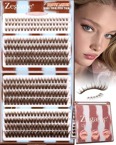 Brown Lash Clusters With Bottom Eyelash Clusters Natural Look Cluster Eyelash Extensions 300Pcs Dark Brown Wispy Lash Clusters D-Curly Individual Lashes 10-16MM by Zegaine thumbnail 8