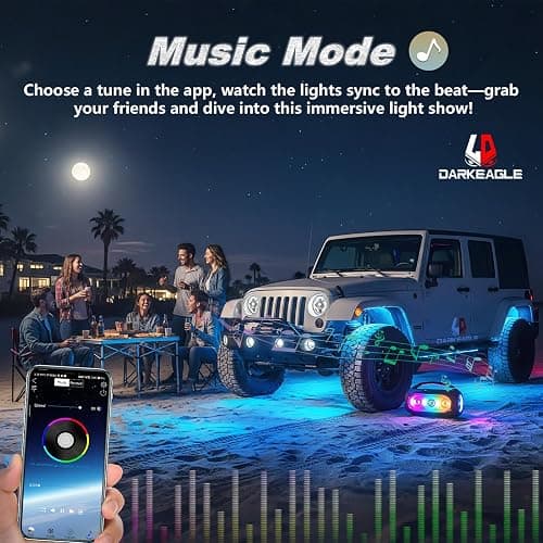 LD DARKEAGLE 8Pods Segmented RGB LED Rock Lights Kit for Jeep Trucks UTV ATV Golf Cart RZR SXS Offroad Four Wheeler with APP/RF Remote, Multi Color Underglow Light Waterproof Music Neon Underbody 12V thumbnail 8