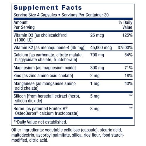 Life Extension Bone Restore Elite Calcium Supplement with Super Potent K2, Calcium, Vitamin D3, Magnesium, Boron, zinc, Vitamin K2, for Bone Health, Gluten-Free, Non-GMO, 120 Capsules thumbnail 3