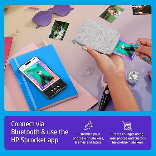 HP Sprocket Portable 2x3 Instant Photo Printer (Luna Pearl) Print Pictures on Zink Sticky-Backed Paper from Your iOS & Android Device. thumbnail 3