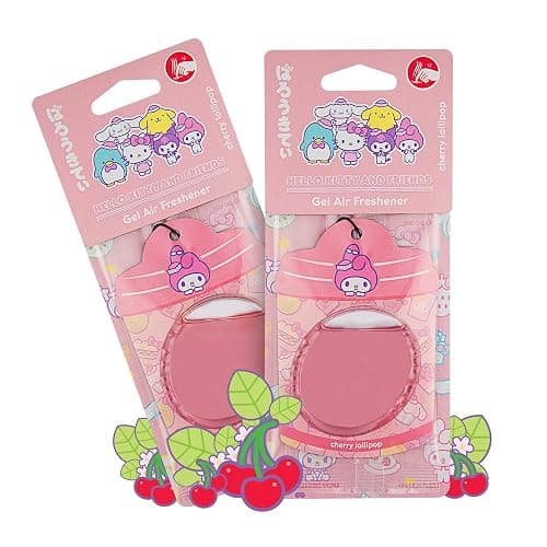 Hello Kitty and Friends Car Air Freshener (My Melody - Cherry Lollipop) Hanging Gel Area Deodorizer, Long-Lasting Car Scents Air Freshener, Cute Automotive Sanrio Accessories Decor, 2-Pack - Image 1