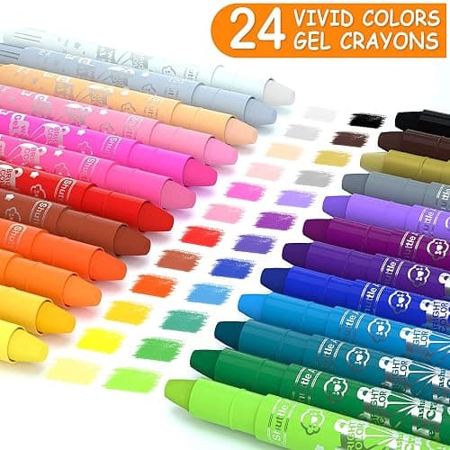 Shuttle Art 24 Colors Gel Crayons for Toddlers, Non-Toxic Crayons Set for Kids Children Coloring, Crayon-Pastel-Watercolor Effect, Ideal for Paper thumbnail 4