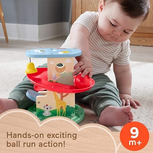 Tatum: Fisher-Price Wood Baby Toy Treehouse Ball Run, 2-Piece Wooden Activity for Developmental Play Infants & Toddlers Ages 9+ Months thumbnail 2