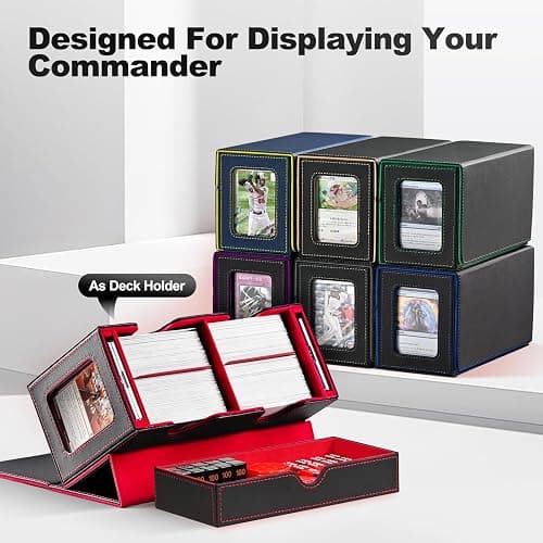 UAONO Card Deck Box for MTG, Double Storage Box with 2 Commander Display & 1 Dice Tray, Fits 200+ Double Sleeved, Organizer for CCG TCG Sports(Black Gray) thumbnail 6