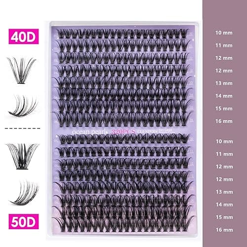 OCEAN PEARL 40D 50D Lash Clusters Lash Extension Kit 320 Pcs Thick Eyelashes Fluffy Lash Clusters Kit 10-16mm Eyelash Extension Kit Individual Lashes with Bond and Seal Tweezers DIY Eyelash Extension - 320pcs 10-16mm Clusters Kit-40D+50D thumbnail 7