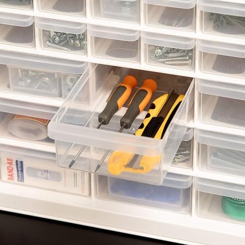 IRIS USA 44-Drawer Small Parts Storage Cabinet, Crafts, Made in USA, White | Wall-mountable, Stackable, Building Bricks, Screws, Nuts & Bolts, Hardware, Garage Tool Storage thumbnail 6