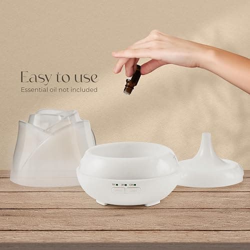 Earnest Living Rose Essential Oil Diffuser 150ml – Mini Ultrasonic Aromatherapy Humidifier for Bedroom & Desk, Quiet Mist, USB Powered, 7-Color Night Light, BPA for Women, Frosted White thumbnail 6
