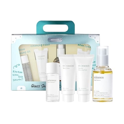 mixsoon Glass Skin Suit Case Set-5-Step Skincare Kit - Hydrating and Radiance-Cleansing Oil, Foam, Essence, Cream 105ml / 3.55 fl.oz. Korean Glass Skin Care - Image 1