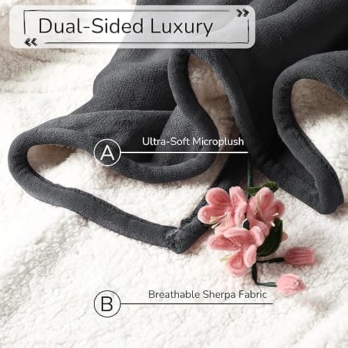 RALYSUN Electric Heated Blanket 72"x84" Full Size - Dual-Sided with Microplush & Sherpa Fabric, 4 Heat Settings & 10 Hours Auto Off, Machine Washable - Iron Gray thumbnail 5