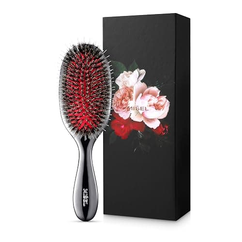 MISEL Professional Boar Bristle Hair Brush for Women and Men | Detangles All Natural Hair Types and Extensions | Reduces Breakage | Great for Wavy and Straight Hair | Salon-Approved | Medium | Professional, Medium, Extensions, Salon-Approved - Image 1