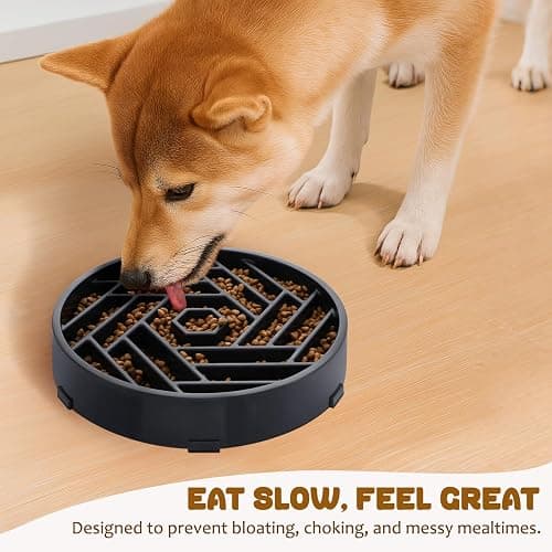 WHIPPY Slow Feeder Dog Bowl, Puzzle Maze Design to Slow Down Eating, 3-Cup Capacity, Anti-Gulping Food Bowl for Medium & Large Dogs,Black thumbnail 3