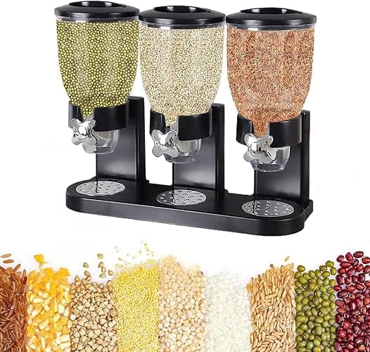 Generic Triple Food Dispenser Cereal Containers Storage Container Dispenser Countertop For Candy Nut Grain Granola Snack thumbnail 3
