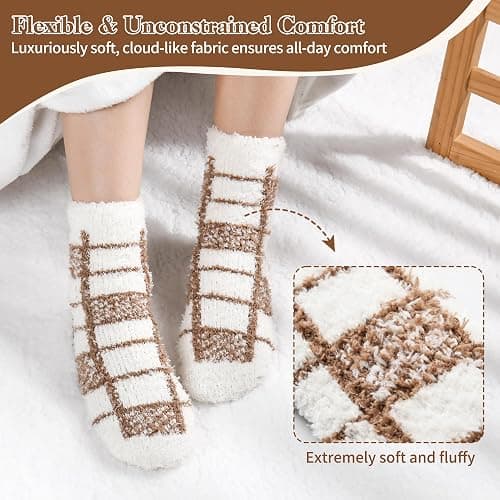 MARTIZA Womens Fuzzy Socks,6 Pairs Cozy Plush Fluffy Slipper Warm Soft Sleep Socks for Women Men Gifts thumbnail 5