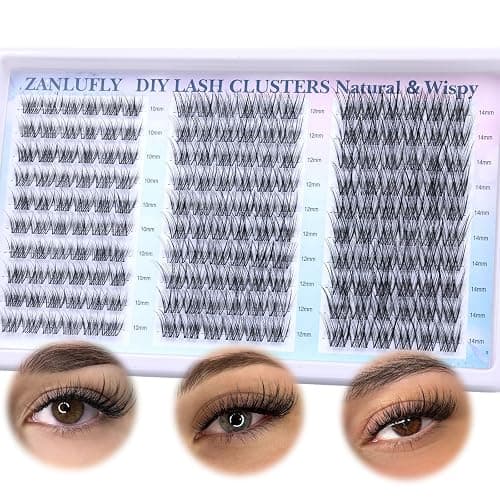 Lash Clusters Wispy Eyelash Clusters Natural CC-Curly Cluster Lashes zanlufly Wispy Individual Lashes 180Pcs Eyelash Extension 10 12 14MM DIY Lash Extension thumbnail 8