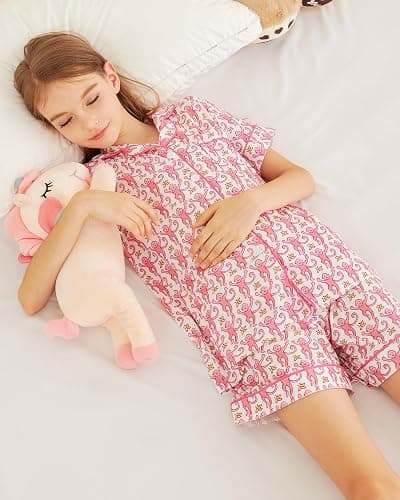 HMPEAIIY Cute Monkey Pajamas Set for Girls, Kids Summer Button Down Matching Y2k Loungewear PJs Christmas Thanksgiving Gift thumbnail 9