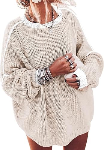 ETCYY Women's Oversized Sweaters Fall 2025 Fashion Winter Clothes Batwing Long Sleeve Knit Sweater Pullover Jumper Tops - Image 1