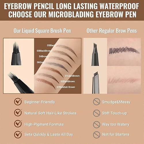 iMethod Eyebrow Pen - Eyebrow Pencil,2-in-1 Eyeliner Dual-Ended Microblading Eyebrow Pencil Long Lasting Waterproof Hair-Like Brow Pencil,with Eyebrow Brush,Eyebrow Pencils for Women,BlackBrown thumbnail 4