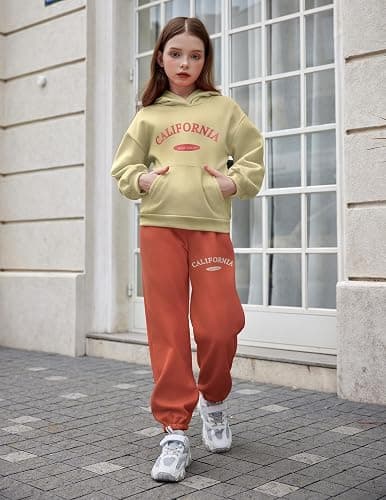 Arshinet Girls 2 Piece Outfits Hoodie Sweatsuit Sets Oversized Sweatshirt and Baggy Fall Fashion Sweatpant with Pockets thumbnail 3