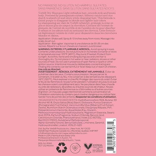 VERB Dry Shampoo Light - Refresh, Absorb Oils + Extends Styles - Refreshing Dry Shampoo Spray for Light Tones - Vegan, No Parabens or Harmful Sulfates thumbnail 6