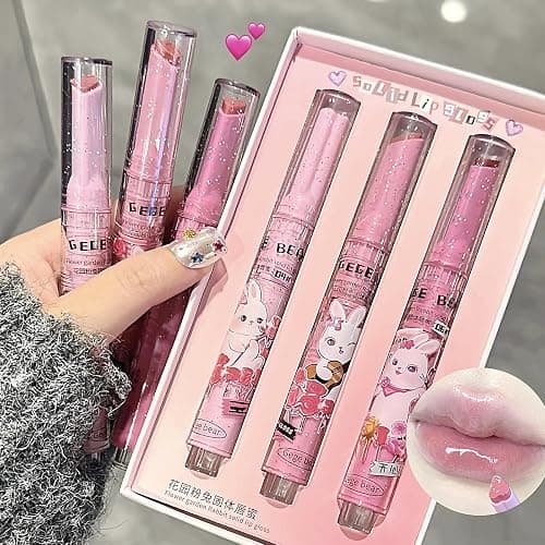 LuckNest 3 Colors Jelly Lipstick Gift Set, Tinted Heart Shape Lip Stain Lip Gloss, Mirror Hydrating Jelly Love Lipstick, Moisturizing Tinted Lip Balm, Vivid Color Glossy Lip Makeup for Girls (A) thumbnail 9