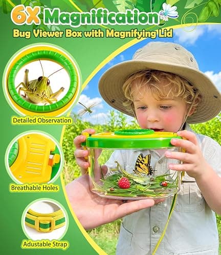 Bug Catcher for Kids 3-12, Bug Vacuum Bugs Catching Release Kit, Magnifying | Glass Bug Collector Butterfly Net Bugs Grabber Insect Catcher Tweezers, SOLIEHOO Boys Outside Explorer Toys Birthday Gift thumbnail 4