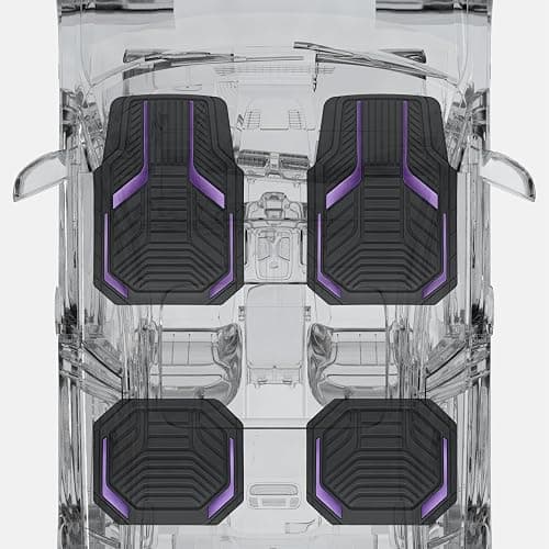 PIC AUTO Heavy Duty Rubber Floor Mats, Purple Aluminum Film Car Mats Set, Front and Rear Car Mats with Anti-Slip Backing, All Weather Protection, Trim-to-Fit for Automotive SUV, Sedan, Van thumbnail 8