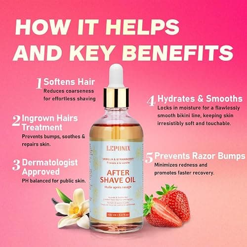 After Shave Oil for Women - 2025's Vanilla Strawberry Revolution (Not Grandma`s Shave Oil) - Hydrating, Soothing Body Oil After Shower, Prevents Ingrown Hairs & Razor Burn – Ingrown Hair Oil 100ml thumbnail 5