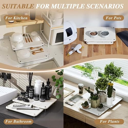 Pearl White 2PCs Large Drying Stone for Kitchen Counter, Stone Dish Drying Mat for Kitchen Counter, Quick Dry Mat with Non-slip Feet thumbnail 8