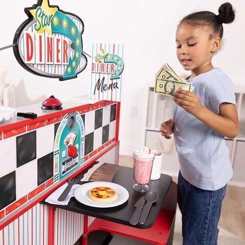 Melissa & Doug Star Diner Restaurant 41-Piece Play Set with Toy Food, Cookware & Play Kitchen Accessories, Preschool Learning Toys for Girls & Boys 3+ thumbnail 2