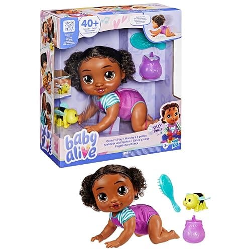 Baby Alive Crawl 'n Play Tilly Tinker Electronic Crawling Baby Doll Set, Black Hair, Kids Toys for Girls & Boys 3 Years & Up, 10.75 Inches thumbnail 13