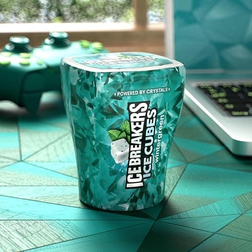 ICE BREAKERS Ice Cubes Wintergreen Flavored Sugar Free Chewing Gum Bottles, 3.24 oz (6 Count, 40 Pieces) thumbnail 6