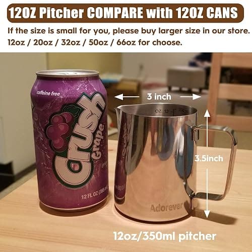 Milk Frothing Pitcher, 8.5oz/12oz/20oz/32oz/50oz/66oz Milk Frother Cup Stainless Steel, Espresso Accessories, Milk Steaming Pitchers Coffee Cappuccino Latte Art Barista Milk Jug Cup with Art Pen,12oz thumbnail 5