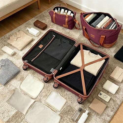 Amalodie 6-Piece Hardcase Luggage Sets 16" 20“24”28“ | ABS+PC Suitcases with Double Spinner Wheels,TSA Lock,Underseat Duffel Bag thumbnail 2