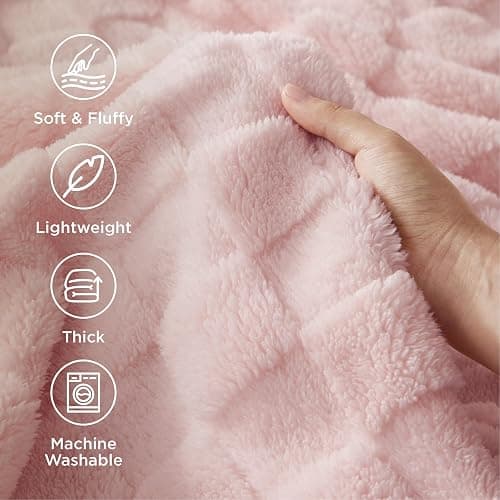 Bedsure GentleSoft Baby Pink Throw Blanket for Couch - Checkered Fleece Blankets Gifts for Women Girls, Cute Soft Cozy Throw for Bedroom Home Decor Gifts, 50x60 Inches thumbnail 4
