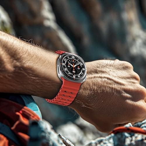 Rugged Band Compatible with Samsung Galaxy Watch Ultra 47mm Smartwatch (2025/2024), No Gap Breathable Soft Silicone Sport Strap for Galaxy Watch Ultra Bands Men Women thumbnail 7