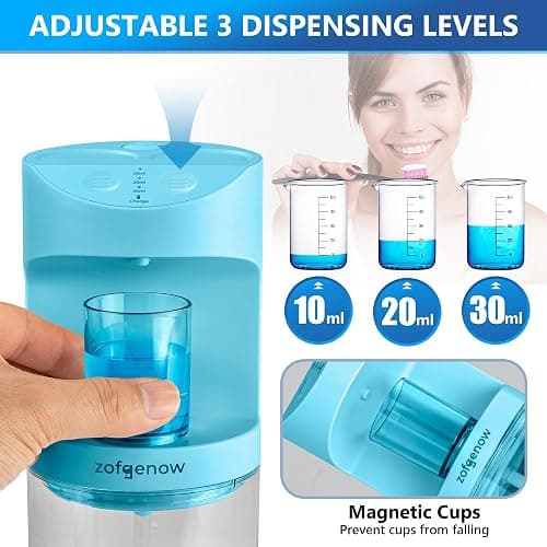 ZOFGENOW Automatic Mouthwash Dispenser for Bathroom,Bathroom Accessories 19.4 Fl Oz Dispensers with Magnetic Cups,Wall Mounted Dispenser,Suitable for All Age Groups,Blue thumbnail 5