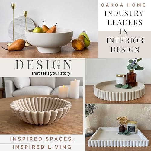 OAKOA Beige Resin Large Decorative Bowls for Home Decor - Decorative Bowl for Keys Entryway Table - Decorative Fruit Bowl Decor - Purse Bowl thumbnail 2