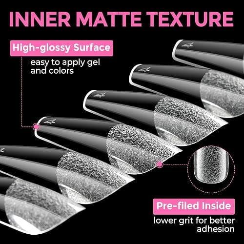 UNA GELLA Long Coffin Nail Tips: 216pcs Coffin Acrylic Fake Nails Full Cover Gel Nail Tips Press On Nails Clear Tips for Nail Extension DIY Salon 12 Sizes thumbnail 7