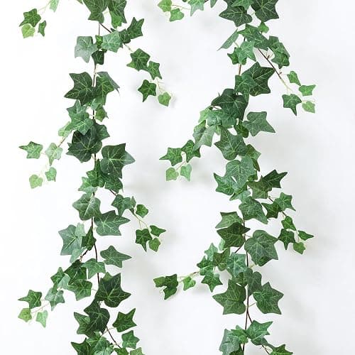 mizii 2 Strands Artificial Vines Ivy Garland 79" Fake Vine with Silk Green Leaves Faux Hanging Plants Greenery Decoration for Outdoors Party Wedding Indoor Mantle Bedroom Home Decor (Ivy) - Image 1