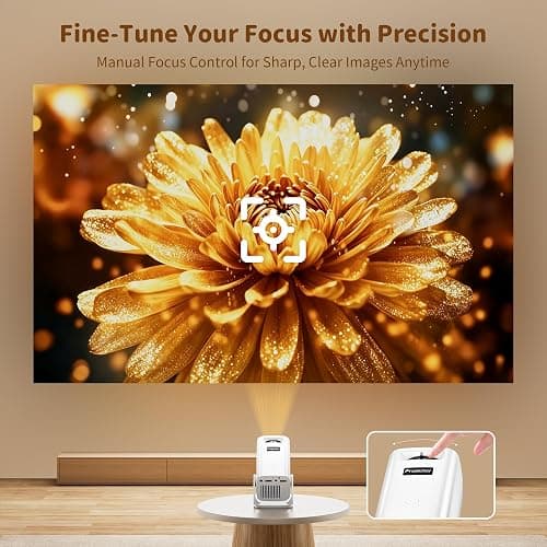 Mini Projector with 4K Support, Portable Projector with Electric Focus & Keystone, 270° Rotatable Stand, Short Throw Home & Outdoor Movie Projector Compatible with TV Stick, Phone & Laptop thumbnail 6