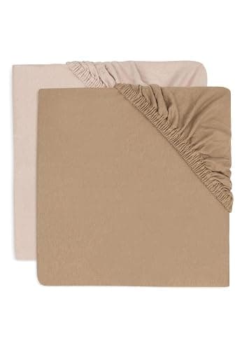 Jollein Lot de 2 draps-Housses en Jersey - pour Berceau - Rose Sauvage - Biscuit - 40/50 x 80/90 cm - 100% Coton - Certifié Oeko-TEX - Image 1