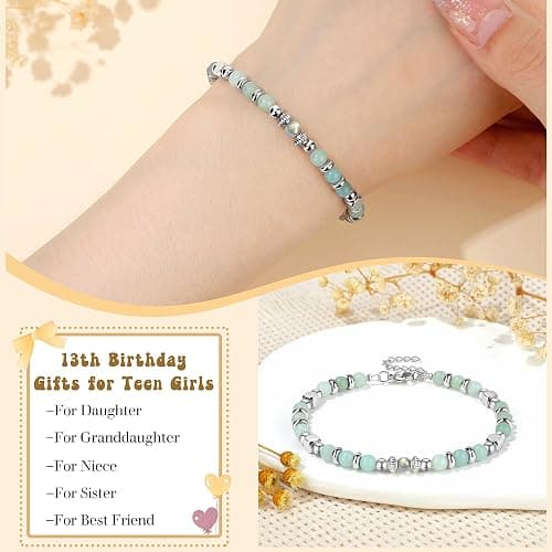 JoycuFF Birthday Gifts for Women, Moonstone Amazonite Bracelets for Women | Love Protection Strength Confidence Present Meaningful Birthday Bracelet for Women Her thumbnail 3