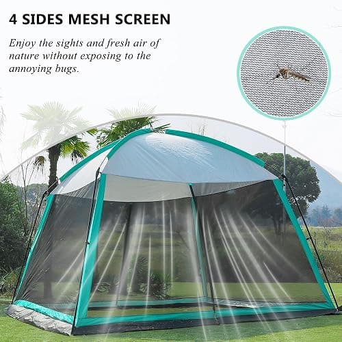 GREGIN Screen House Room 11x11 Ft Mesh Net Tent Canopy Shelter Gazebo, Easy Setup & Waterproof & Sunshade, Suitable for Camping Trip, Backyard, Beach, Picnic thumbnail 2
