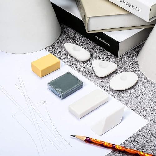 10 Pieces Drawing Art Pencil Erasers, Multi-Shape Painting Grey Kneaded White Foam Erasers with Grip for Art Sketching Drafting Supplies thumbnail 2