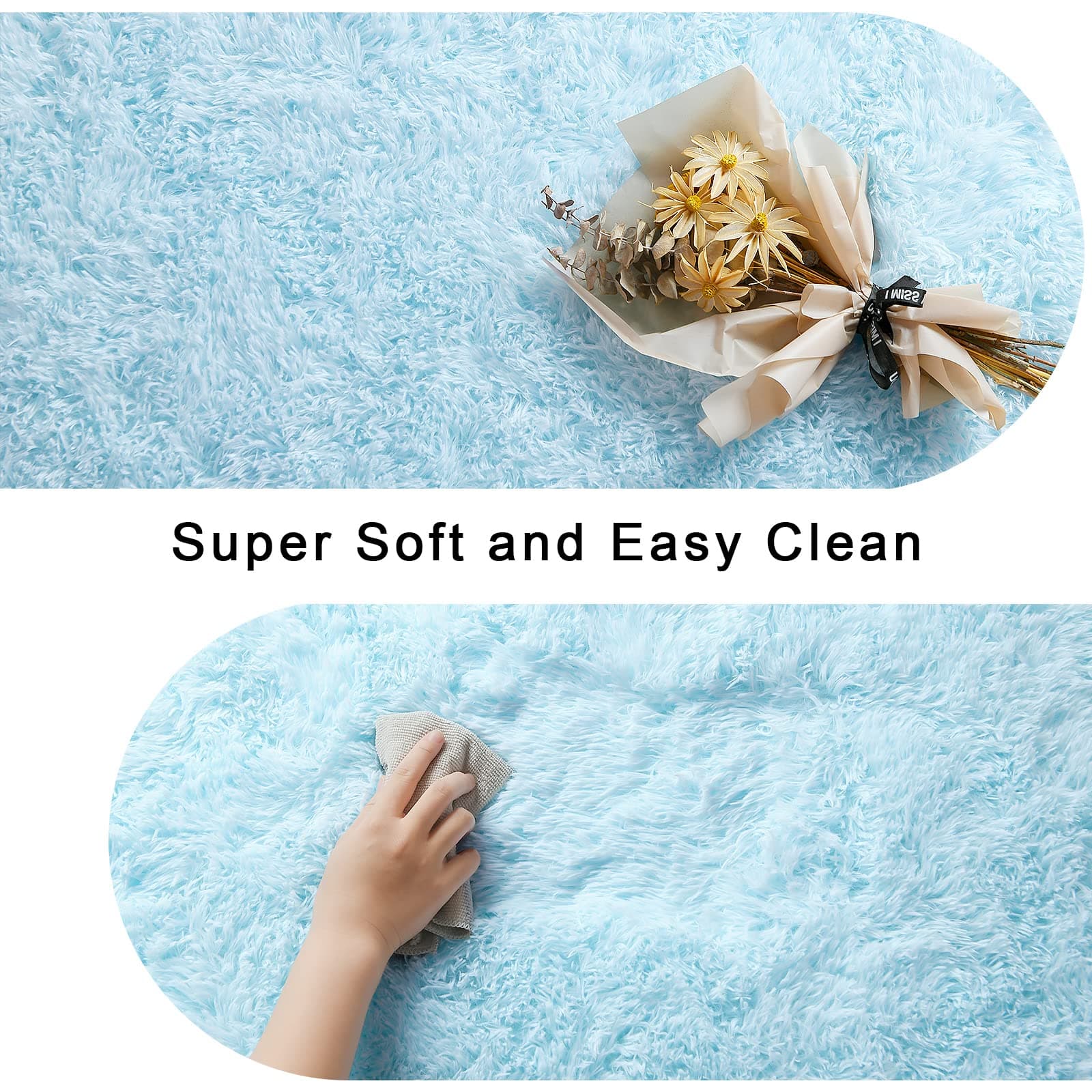 Kelarea Area Rug for Living Room, 3x5 Non-Slip Light Blue Rug Fluffy Soft Shag Rugs, Fuzzy Shaggy Plush Carpet for Bedroom, Nursery Rooms, Home Dorm thumbnail 4