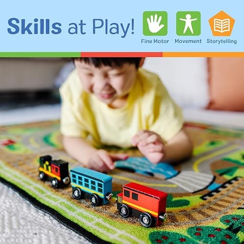 Melissa & Doug Wooden Magnetic Train Cars - 8 Piece Educational and Skill-Building Wooden Toy for Boys and Girls thumbnail 5