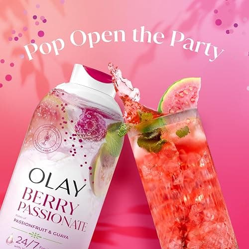 Olay Body Wash for Women, 24/7 Skin-Loving Freshness, Miami Mocktails, Plant Based Cleansers, Vitamin B3 & Antioxidant Blend, All Skin Types, Berry Passionate with Passionfruit & Guava Scent, 22 fl oz thumbnail 7